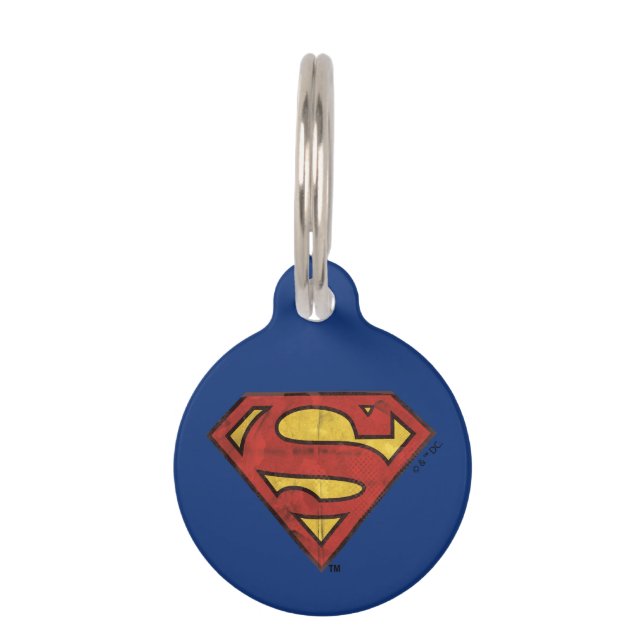 Superman S-Shield | Zwarte omtrek van de boomgaard Huisdierpenning (Voorkant)