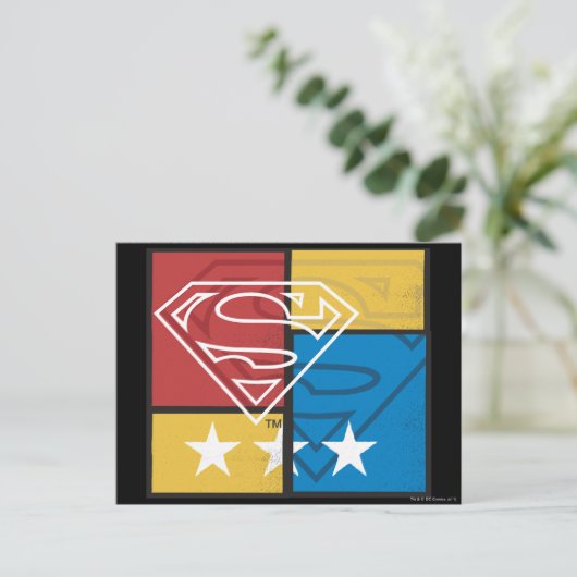 Superman Shield met sterren Briefkaart (Staand voorkant)