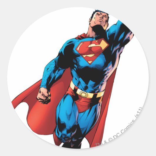 Superman Soars Ronde Sticker (Voorkant)