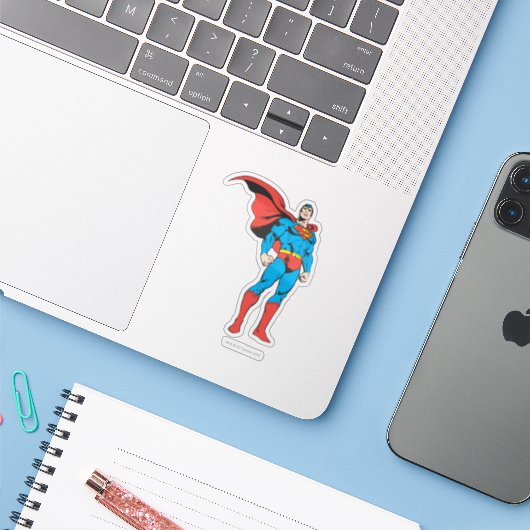 Superman Standing Tall Sticker (Laptop met iPhone)