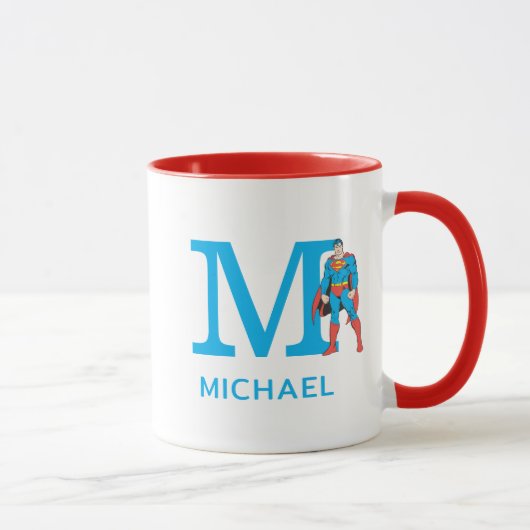 Superman Standing | Uw monogram en naam toevoegen Mok (Rechts)