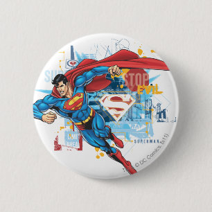Superman - Stop kwaad Ronde Button 5,7 Cm