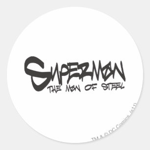 Superman Stylized   Black Letters Graffiti Logo Ronde Sticker
