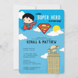 Superman Super Hero Baby shower Uitnodiging