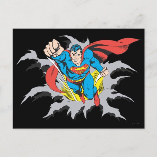 Superman Tears Thru Briefkaart (Voorkant)