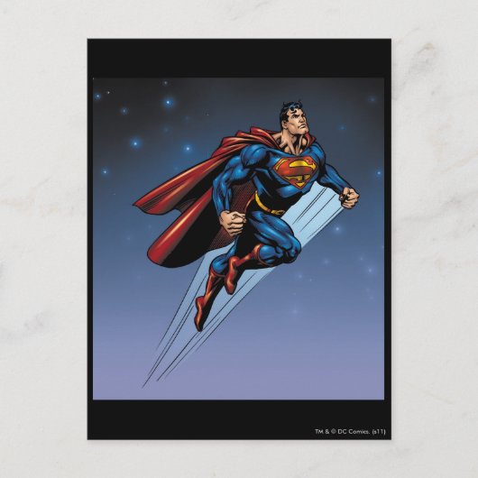 Superman tegen de nachtelijke hemel briefkaart (Voorkant)