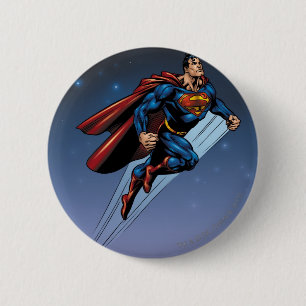 Superman tegen de nachtelijke hemel ronde button 5,7 cm
