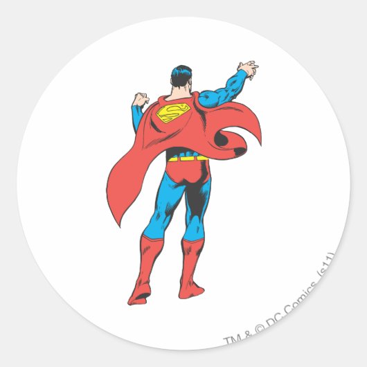 Superman van achteren ronde sticker (Voorkant)