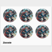 Superman/Wonder Comic Promotion Art Ronde Sticker (Vel)