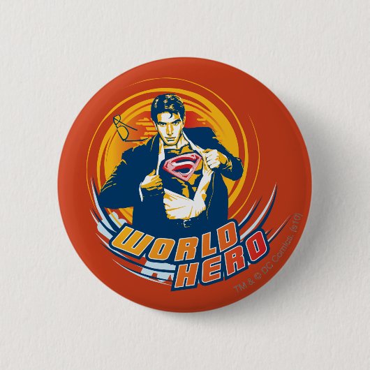 Superman World Hero Ronde Button 5,7 Cm (Voorkant)