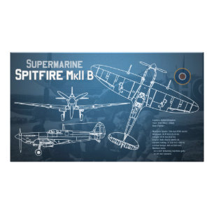 Supermarine Spitfire MK II Blauwdruk Foto Afdruk