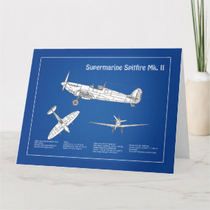 Supermarine Spitfire - Vliegtuigblauwdruk ABD Bedankkaart