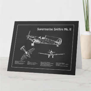 Supermarine Spitfire - Vliegtuigblauwdruk PD Bedankkaart