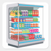 Supermarket Dairy Fridge Vierkante Sticker (Voorkant)