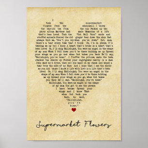 Supermarket Flowers Heart Song Lyric Print
