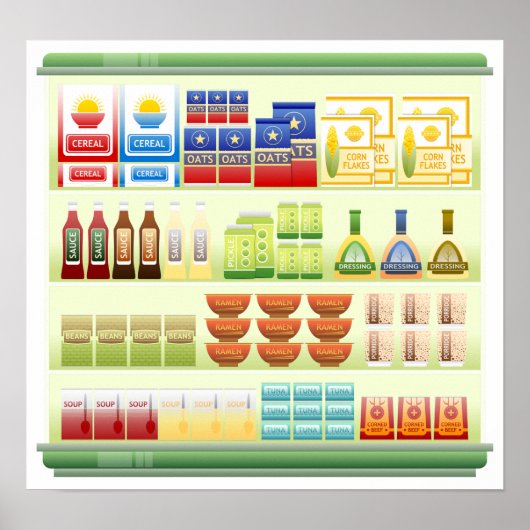 Supermarket Goods Shelf Poster (Voorkant)