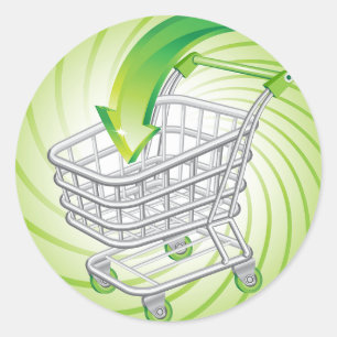 Supermarket Shopping Cart Ronde Sticker