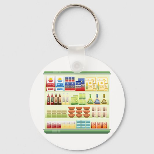 Supermarkt Goederen Plank Sleutelhanger (Voorkant)