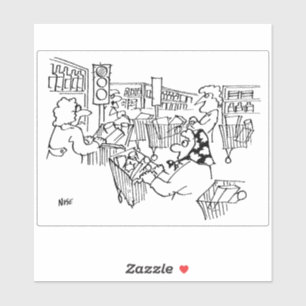 Supermarkt heeft verkeerslichten in de gangpaden.  sticker