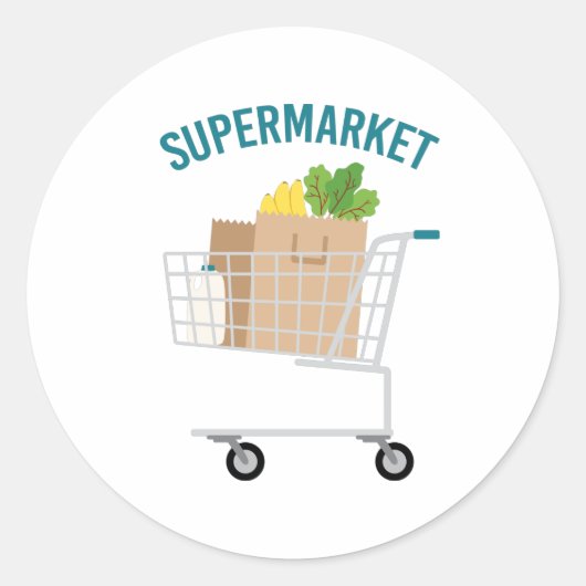 Supermarkt Ronde Sticker (Voorkant)