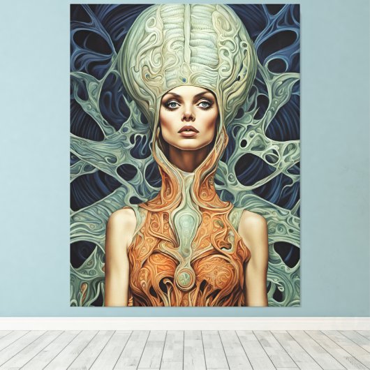 Supermodel buitenaardse vrouw canvas afdruk (Insitu (Houten vloer))