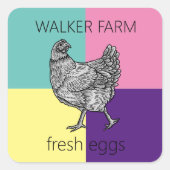 supermoderne kleurrijke boerderij - eikarton vierkante sticker (Voorkant)