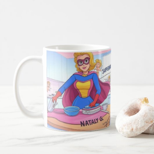 SUPERMOM Mug - Joli cadeau Superhero pour maman (Avec donut)