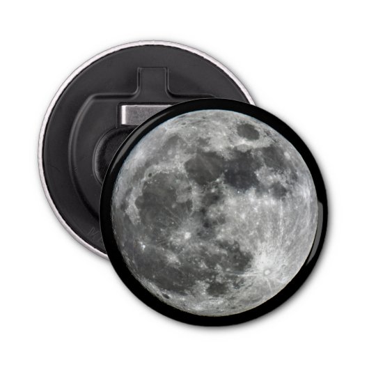 Supermoon Moon Magnet Backed Bottle Open Button Flesopener (Voorkant)