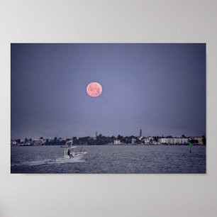 Supermoon Moonset over Marathon, Florida Poster