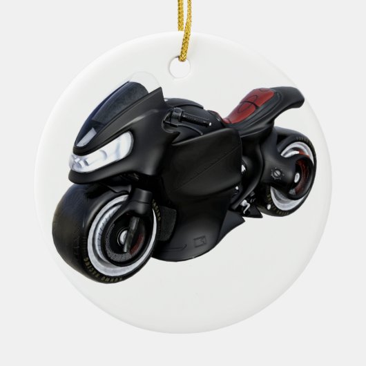 Supermotorfiets in zwart keramisch ornament (Voorkant)