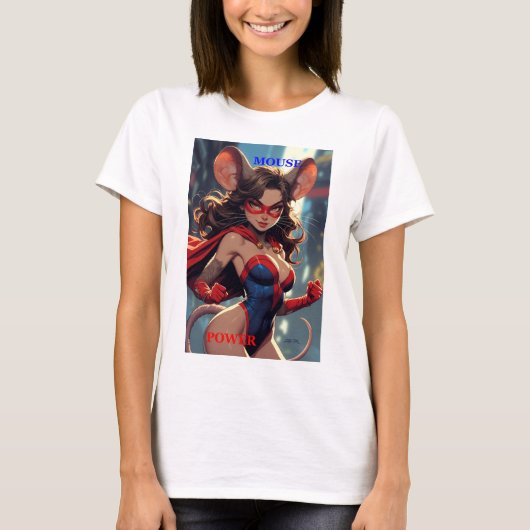 SuperMouse Femme T-shirt blanc en coton (Devant)