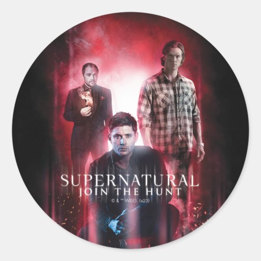 Supernatural Crowley, Dean en Sam Ronde Sticker (Voorkant)