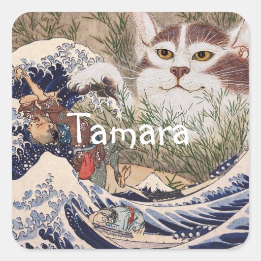 Supernatuurkat bij de Grote Golf Vierkante Sticker (Voorkant)