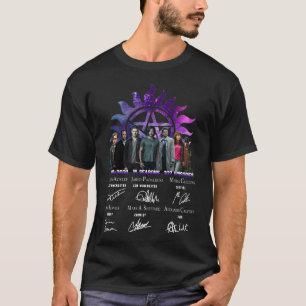 Supernatuurlijk 15 jaar Dean Sam Castiel Handteken T-shirt