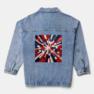 Supernova Pop – Abstracte Geometrische Explosie Denim Jacket