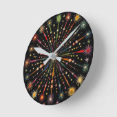 Supernova - Rainbow Stars Galaxy Black Retro Boho Ronde Klok (Hoek)