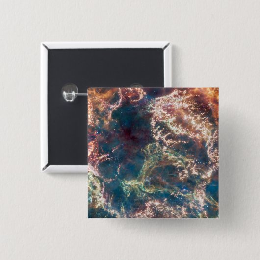 Supernovaresten Cassiopeia A. Vierkante Button 5,1 Cm (Voorkant /achterkant)