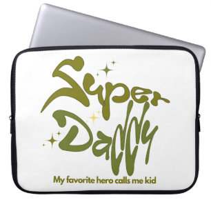 Superpapa-held voor kinderen laptop sleeve