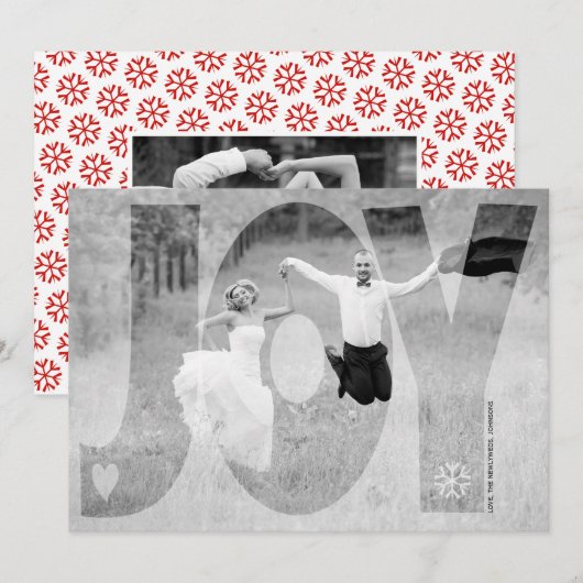 Superposer joie jeunes mariés Noël rouge carte pho (Devant / Derrière)
