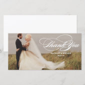 Superposition élégante | Carte photo mariage Merci (Devant / Derrière)