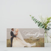 Superposition élégante | Carte photo mariage Merci (Debout devant)