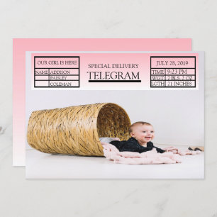 Superposition rose pour bébé Faire-part de naissan