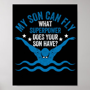 Superpower Funny Ma Pap Zwemteam Parent Mijn vader Poster