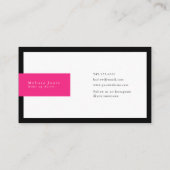 Superroze en zwart monogram legant minimalistisch visitekaartje (Achterkant)