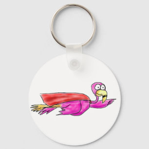 Superroze flamingo Fyling Cape Whimsical Art Sleutelhanger