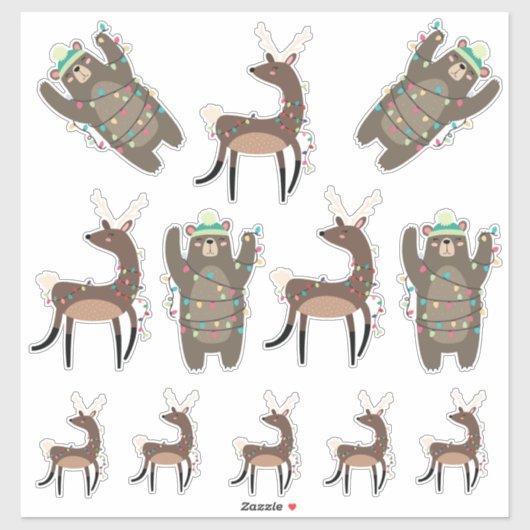 Superschattige Beren en rendierkerst Sticker (Vel)