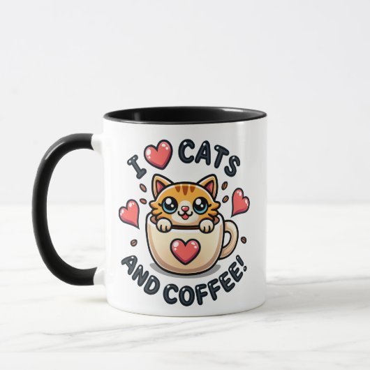 Superschattige oranje tabby katten en koffie mok (Links)