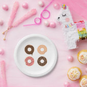 Superschattige set donuts op papier bord (Feest)