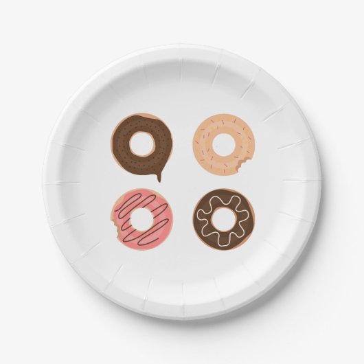 Superschattige set donuts op papier bord (Voorkant)