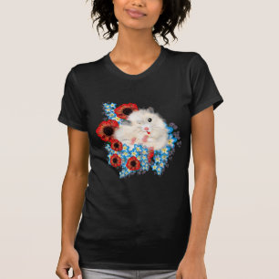 Superschattige witte sirohamster in bloemen t-shirt